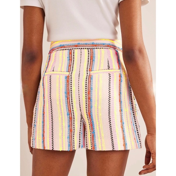 NWT!! BODEN Textured Stripe Shorts Neon Colorful Pockets Linen Pockets Size 8 - Picture 7 of 16